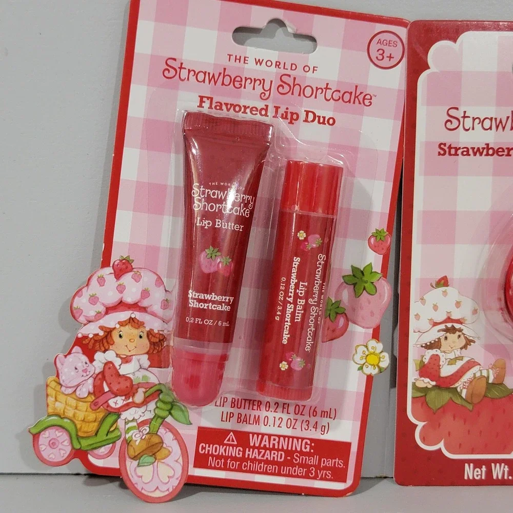 Strawberry Shortcake Lip Care Bundle 4-Pack Gloss Balm Scrub Retro Nostalgia NEW